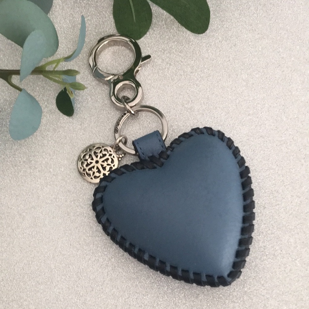 Brighton Retired Ferrara Santorini Leather Heart Bag Charm Fob/Key Chain (Rare)